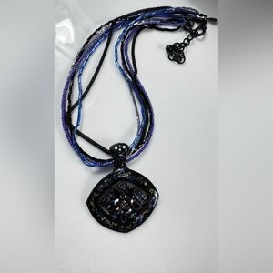 Chicos Elegant Black and Blue Pendant Necklace